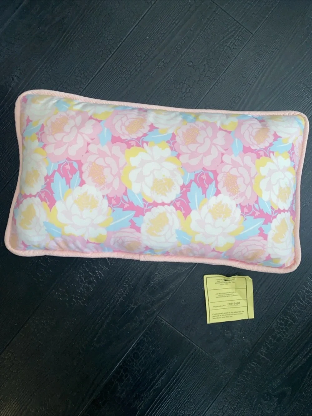 Floral Lumbar Throw Accent Pillow With Insert pastel pink blue, yellow white‎